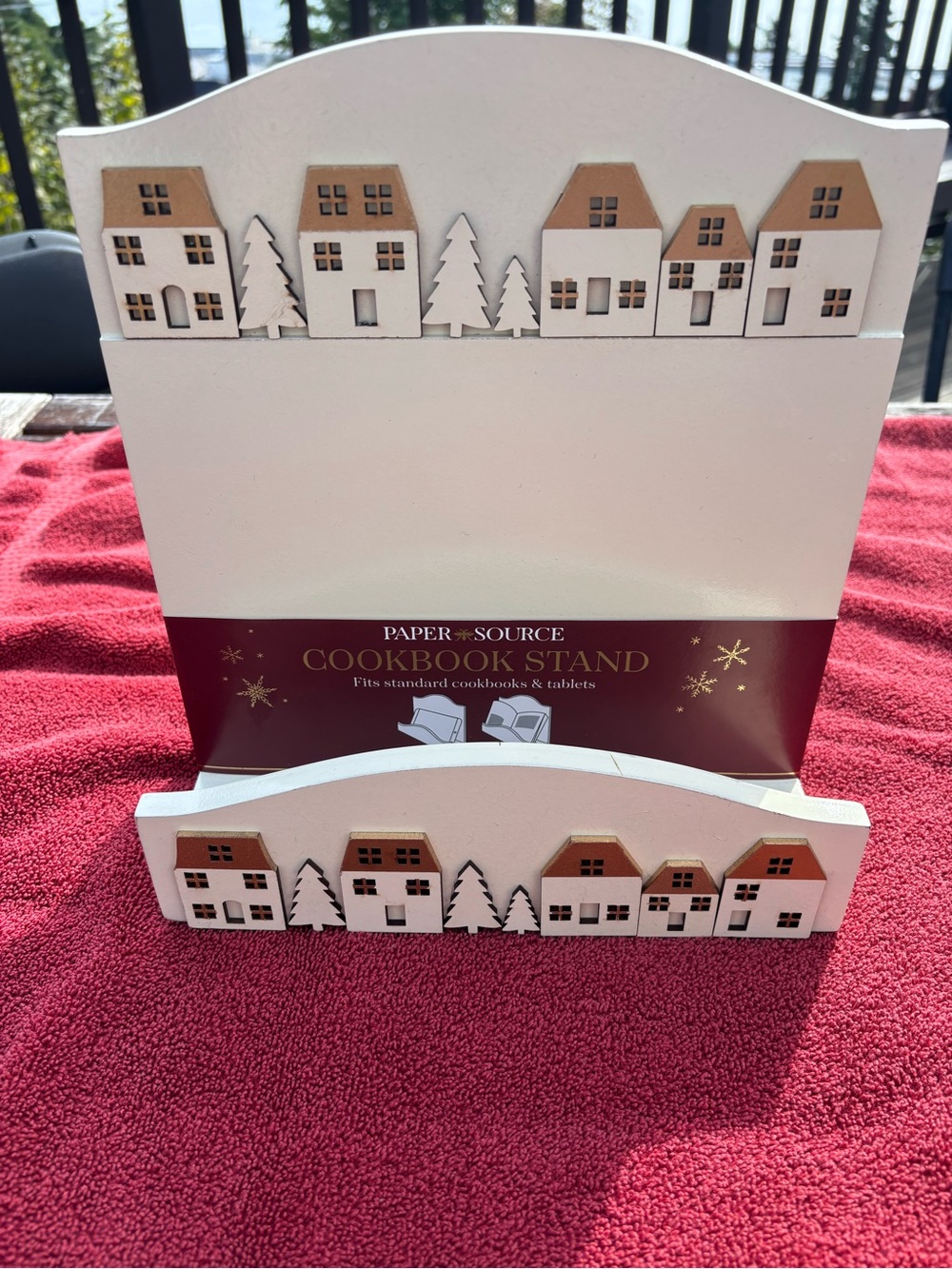 Paper Source White and Brown Village Cookbook Stand